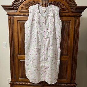 Nucci Intimates Vintage Floral Nightgown House Dress Lavender Button Down Large